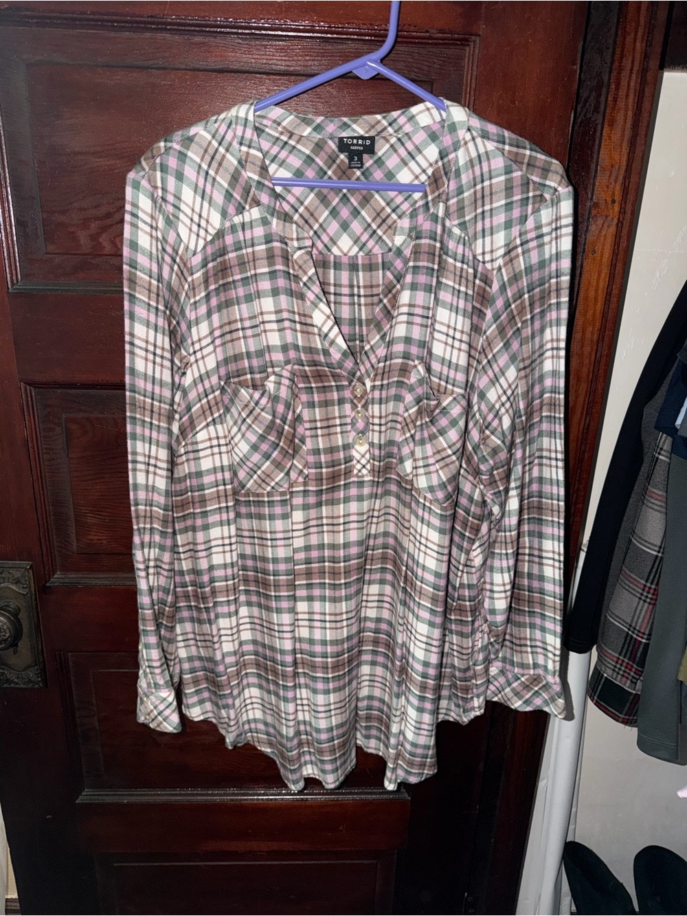 Torrid Pink Plaid Button-Front Women’s Shirt